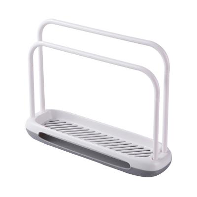 China Single Heater Draining Detachable Double-Rod Rag Rack Sink Rack Cavity Storage Rack for sale