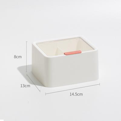 China Viable transparent with storage box Nordic style stackable lipstick pad lid cotton single two-layer desktop storage box for sale