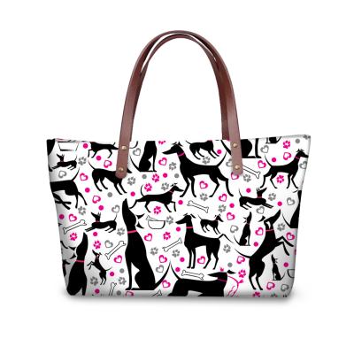 China Greyhound Pet Yorkshire Dog Printing Women HandbagsCasual Top-handle Waterproof Bags for sale