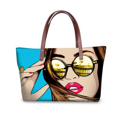 China Pop Art Girls Print Woman Bags Luxury Handbags Waterproof Shoulder Bags for sale