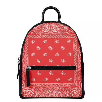 China Handsome Girls Mini Bandana Print Waterproof Pu Leather Backpack Casual Soft Cross - Body Handbags for sale