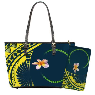 China New Pattern Waterproof Women's Handbags Set Hawaii Ladies Handbags Logo Tribal Print Fashion Office Bags With Wallets for sale