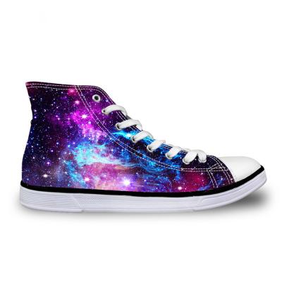 China Furuntex Fashion Women Galaxy Lit Casual Shoes Vulcanized Female Canvas Lace Up High Top Ladies Flats Shoes For Girl for sale