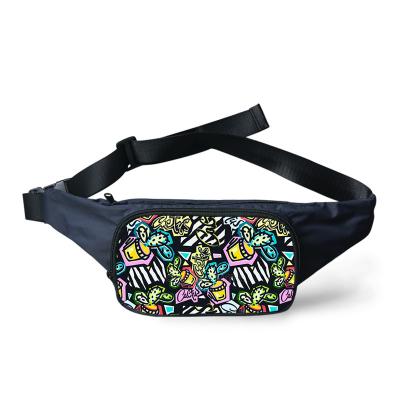 China Outdoor Anti-theft Adjustable Strap Waist Bag Fold Motorcycle Pattern Fanny Pack Graffiti Print Fanny Pack Trend Waist Bag For Motobikers for sale