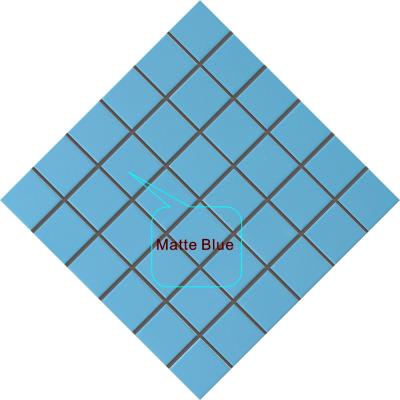 China Blue Parquet Swimming Pool Ceramic Mosaic Pool Tiles Sale Choice Multicolor Beveled Slab Backing Feature Square Site WB50083 for sale