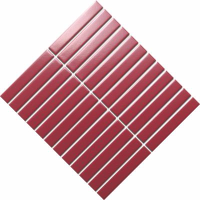 China Flat parquet stripe rectangle porcelain mosaic tile 22x145mm porcelain slabs wall tiles design by Italy for living room reading room for sale