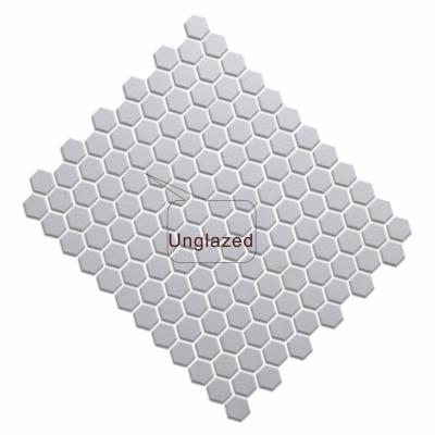 China White Unglazed Parquet Rabbit Hexagon 1 inchx1 inch Mosaic Tile Rough Surface For Kitchen Living Room Design ItlayJNS41901 for sale