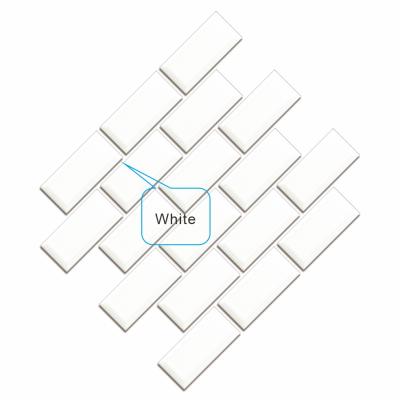 China Parquet Rabbit White Gloss Mosaic Tiles Ceramic Beveled 1-7/9