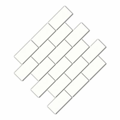 China Parquet Mosaic Tiles White Ceramic Flat Glossy White Mosaic 45x95mm Wall Tiles Rectangle Subway Slabs For Living Room Room for sale