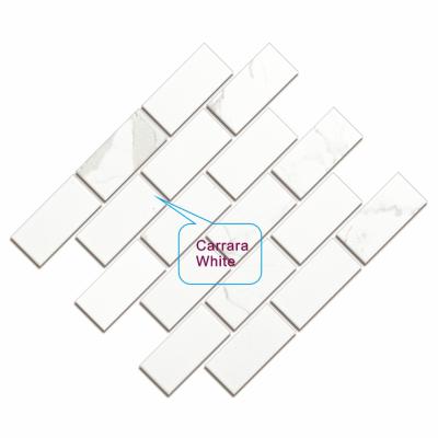 Κίνα Carrara White Mosaic Tiles Parquet Rabbit White Ceramic Mosaic 1-7/9