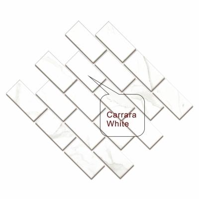 중국 Parquet Subway Slabs Glaze Mosaic Tiles Ceramic Beveled Glossy White Wall Slabs 1-7/9