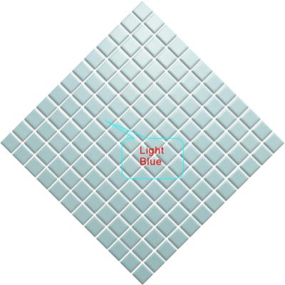 China Light Blue Parquet Gloss Ceramic Mosaic Tiles Bathroom Tiles Swimming Pool Mosaic 8/9 Inch X 8/9 Inch Bathroom Room Wall Tiles for sale