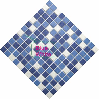 China Parquet Light Mattblue Gloss Mosaic Ceramic Floor Tiles Bathroom Tiles Swimming Pool Mosaic 8/9 Inch x 8/9 Inch Bathroom Room Wall Tiles for sale