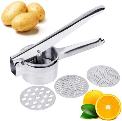 China Multi-function Viable Stainless Steel Kitchen Instrument Potato Crusher Fruit Juicer Squeezer Handheld Reamer for sale