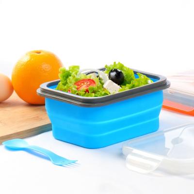 China Food Grade Silicone Noodle Square Lunch Box Lunch Box Foldable Foldable Picnic A Field Trip Bento Bowl Viable Barbecue for sale