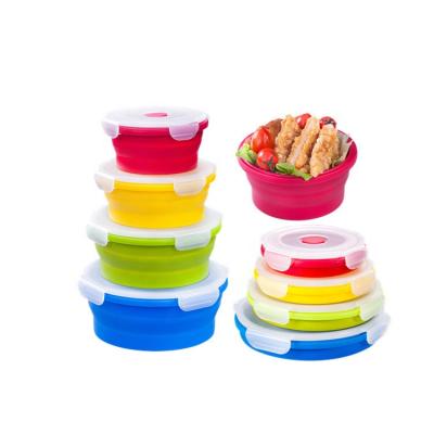 China Food Grade Silicone Noodle Lunch Box Foldable Foldable Foldable Picnic A Field Trip Bento Bowl Barbecue for sale