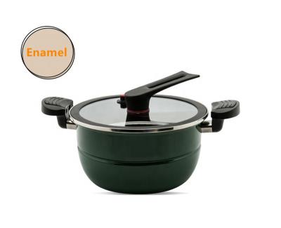 China 4.8 Liter Cast Iron Enamel Nonstick Soup Fried Steamer Ear Pot Cookware All Double Sustainable In One Pot for sale