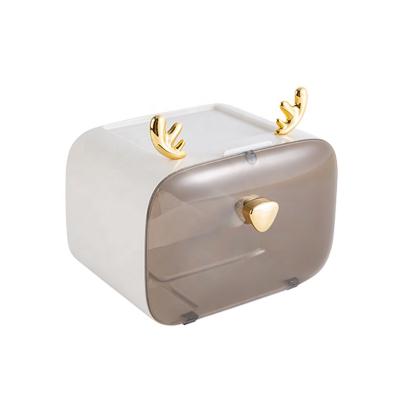 China Crystal Tissue Box Fancy elk elk glass paper moose rhinestones metal shaped creative decoration tissue plastic box for sale