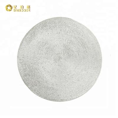 China Sustainable Round PET Restaurant Decorative Round Metallic Lurex Yarn Gold Place Mat Pad Pad Coaster for sale