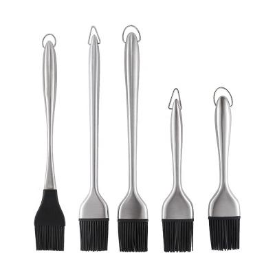 China Long Stainless Steel Handle BBQ Grill Oil Brush Silicone BBQ Oil Easily Cleaned Pastry Brush for sale