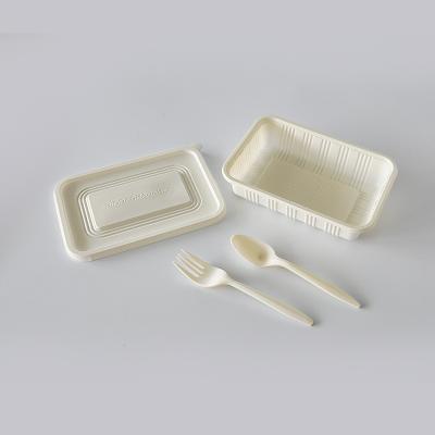 China Lid For 450ml Container Microwave Food Container Cornstarch Safe Biodegradable Box for sale