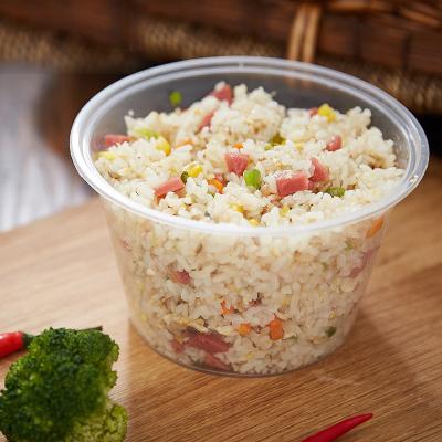 China Round Lunch Stocked Take Out PP Material Plastic Container Food Box For Fruit Meat And Rice Packing for sale