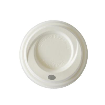 China 80/90mm Sugar Cane Bagasse Casual Lid Disposable Eco Friendly Coffee Lid For Cups for sale