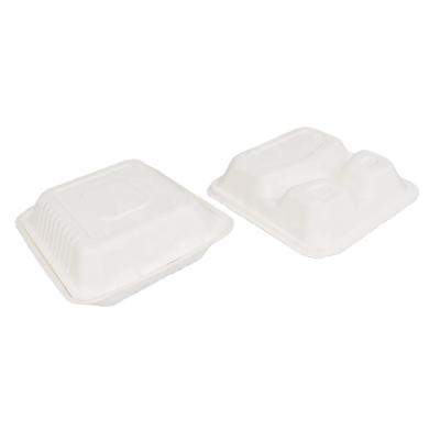 China Disposable Customized Logo Bagasse Food Container Hamburger Box B024 Eco Friendly Biodegradable Sugarcane for sale