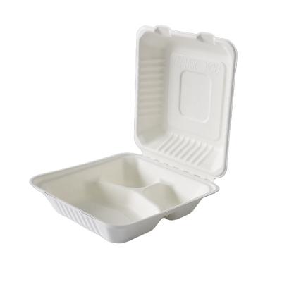 China B024 China Supplier Disposable Sugarcane Bagasse Single Shape Food Container Clamshell Box for sale