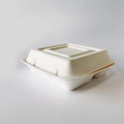 China Yopack Disposable Biodegradable Sugar Cane Tableware Food Bagasse Bento Takeout Paper Pulp Plates Cake Package for sale