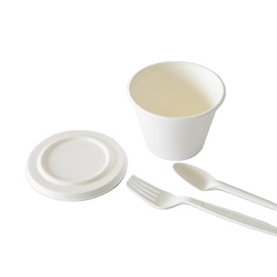 China 500CC 500ml traditional biodegradable sugarcane eco-friendly bagasse takeout soup bowl with lid for sale