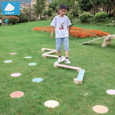 China New Hot Selling Brain Game Rainbow Kids Training Balance Wooden Pedal Outdoor Toy for sale