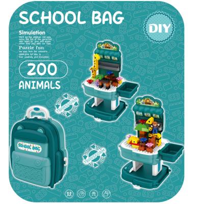 China 2021 Cartoon Toy Education New Products Building Blocks Toys In Schoolbag Pretend Play Toys For Children for sale