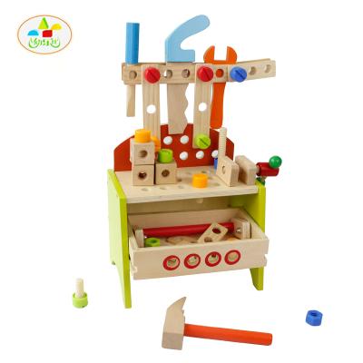 China Wooden Top Sale Amazon Wooden Tool Toy Assembling Table For Kids Pretend Play for sale