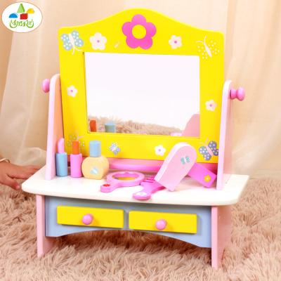 China DIY TOY Top Selling Beauty Dressing Table With Mirror Girl Dresser Wooden Table for sale