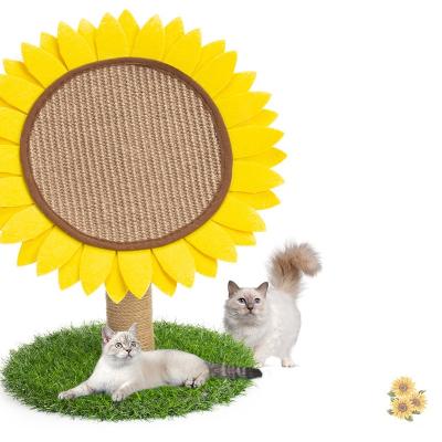 China Amazon Sustainable Hot Sale Pets Cat Toys Sunflower Cat Scratch Board Scratching Board for sale