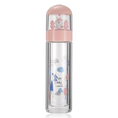 China Viable Bunny Rabbit Cute garrafa de agua glitter cartoon glass kids milk water bottle for sale