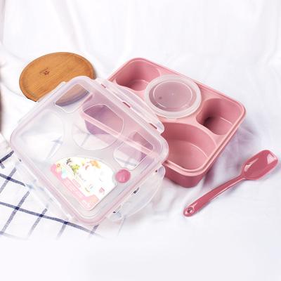 China Portable bpa free bamboo school sustainable hot sale stackable plastic lunch box for kids for sale