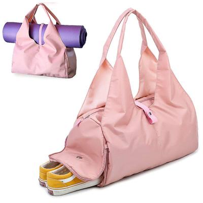 China Large Yoga Mat Bag and Yoga Tote Sling Bag, Gym Fleece Fitness Carriers Bag with Shoe Compartment 25*48*21cm for sale