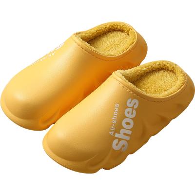 China 2021 Warm Indoor Garden Bedroom Anti Slip Slippers EVA Fur Sweat-absorbent Slipper With Plush Lining For Adult Women Men Kids for sale