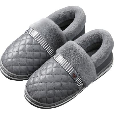 China 2021 fashion trend wholesale waterproof home fluffy slippers lady lovers winter cotton shoes warm indoor men and women for sale