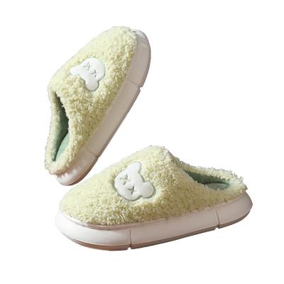 China 2021 CUSHIONING Warm Fluffy Slippers With Thick Bottom And EVA Plush Lining Bedroom Home Slippers Men Women Slippers for sale