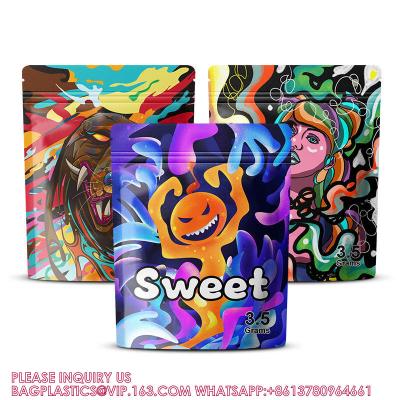 China Customized Gummy Candy Storage 7g 14g Smell Proof Reusable Matte Aluminum Foil Mylar Bag for sale