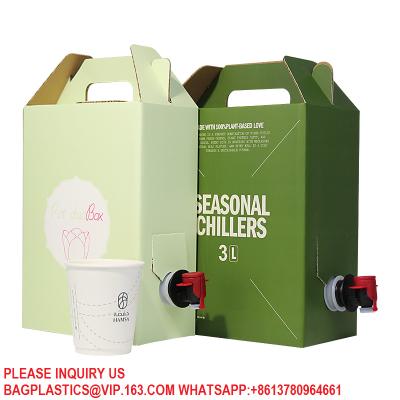 China Juice bag Wine pouch Dispenser 3L Kraft Eco Friendly Bag In Box Liquid Plastic Packaging for sale