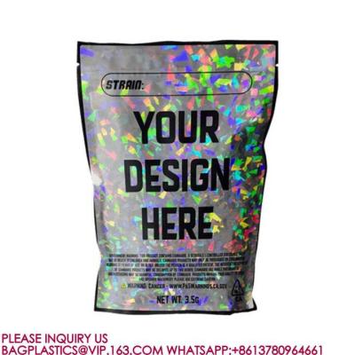 Китай Jewelry Pouch Bags Resealable Metallic Mylar Ziplock Black Holographic Foil Zip Lock Bag продается