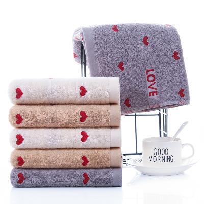 China Factory New Antimicrobial Wholesale Cotton Towel Absorbent Soft Couple Heart Shaped for sale