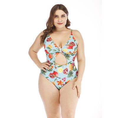 China 2020 New Print Bikini Resort One Piece Swimsuit Breathable Sexy Floral Hollow Plus Size Beach Swimwear for sale