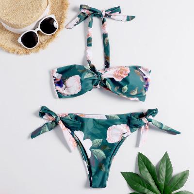 China 2020 New Style Print Frenulum Slit Swimsuit Breathable Beach Hot Three-point Swimsuit Female Swimsuit for sale