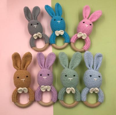 China Eco-Friendly Milk Teeth Grinding Gum Accessories Crochet Colorful Rabbit Milk Teeth Grinding Bracelet Necklace Toys for sale