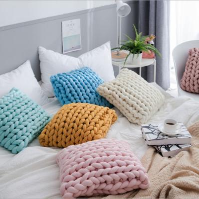 China Hot Sales Massage Braid Knotted Sit Knitted Cushion Soft Hollow Out Spun Yarn Checks for sale